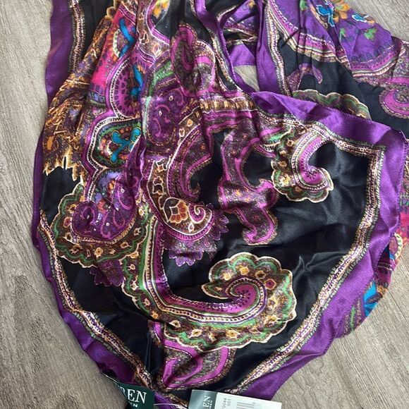 LAUREN Ralph Lauren - Oana Silk Oblong Scarf (Black) - Picture 2 of 2